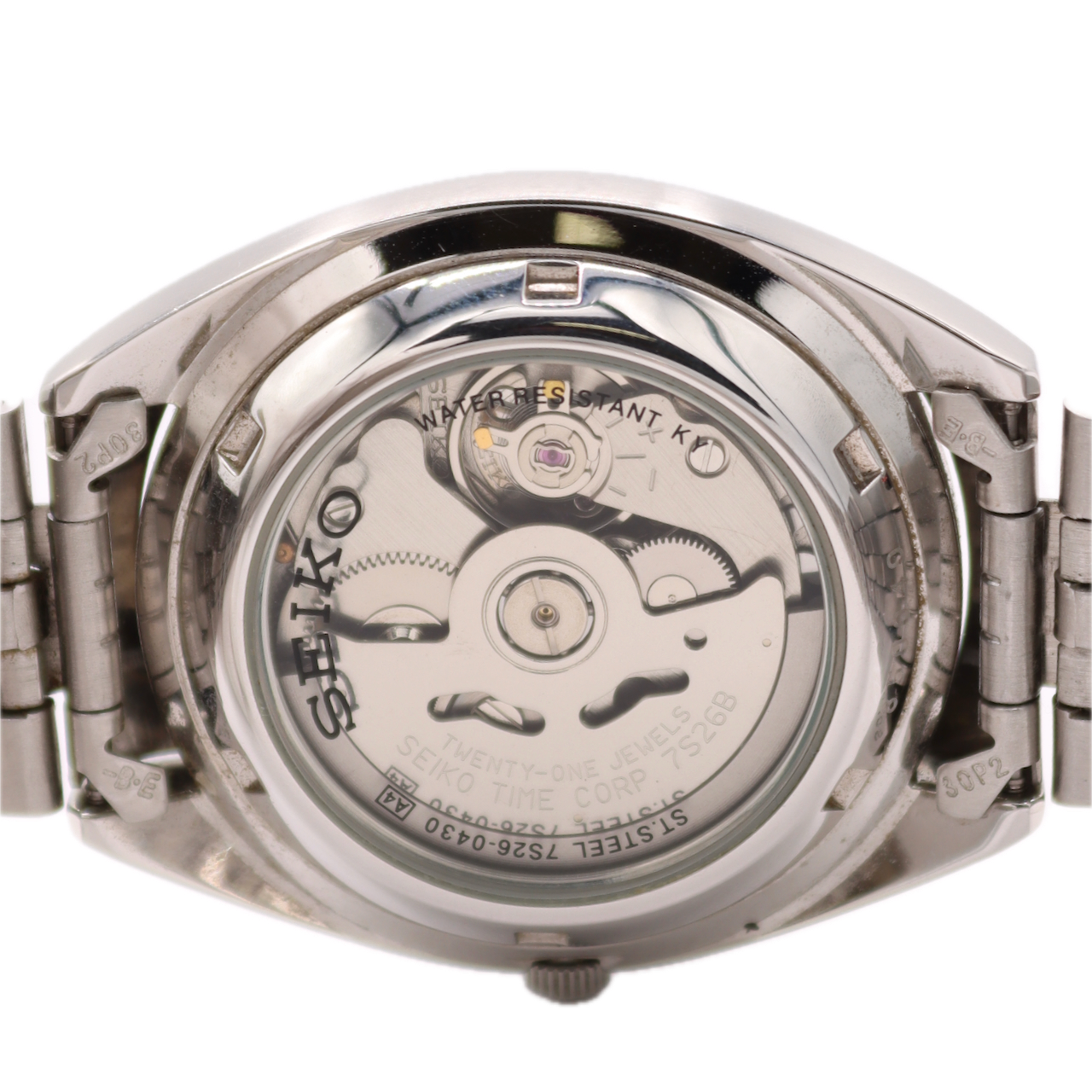 Vintage 36mm Seiko 5 Spanish Day Date Salmon Men's Automatic Wristwatch Steel