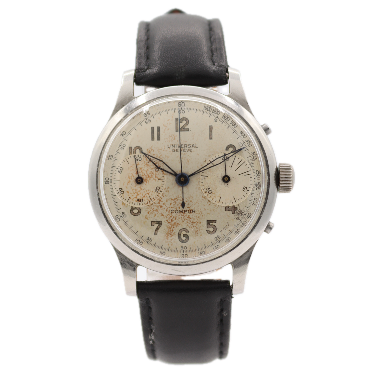 Vintage 36mm Universal Geneve Compur Men's Chronograph Wristwatch 285 Steel