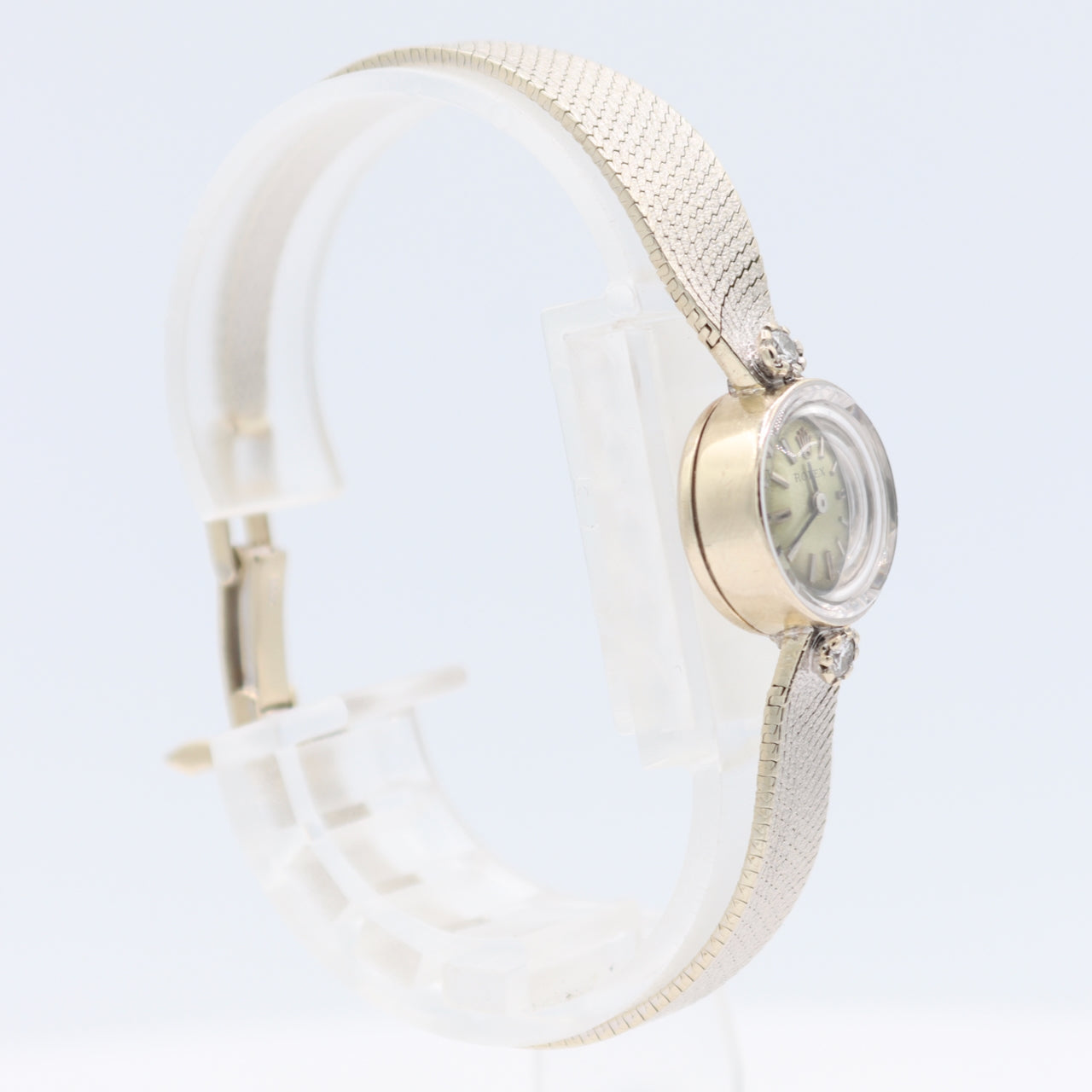 Vintage 15mm Rolex Diamonds Ladies Mechanical Wristwatch 14k White Gold W/Box