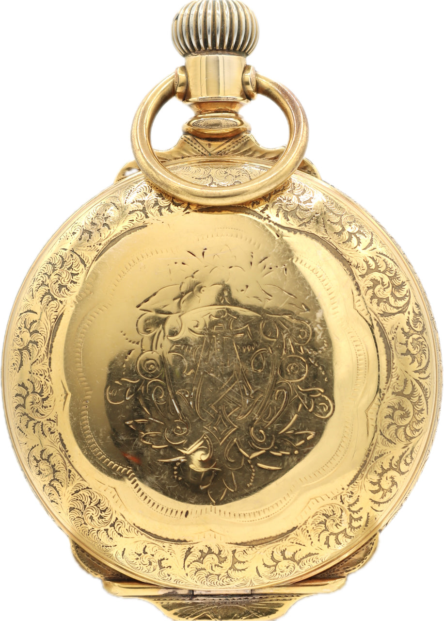 Antique 18S Rockford Wathier Square Two Tone w Box Hinge Hunter Pocket Watch 49