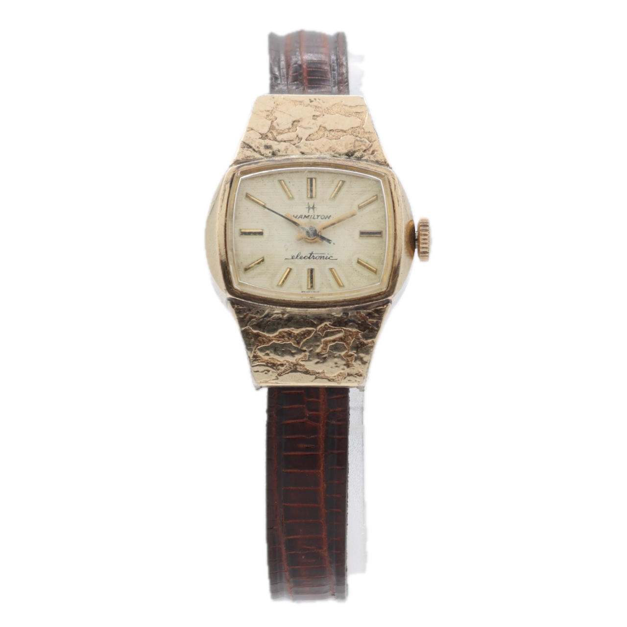 Vintage 21mm Hamilton 931875 Ladies Electronic Wristwatch 782 Steel & 10k RGP