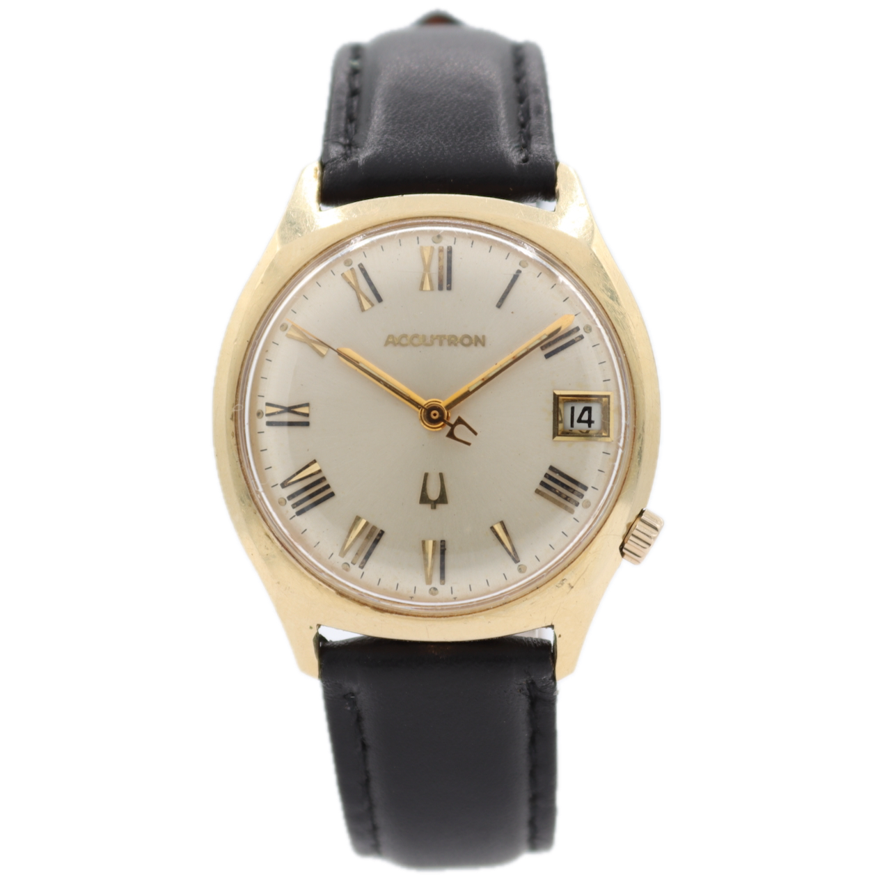 Vintage 1968 Accutron 2662 Roman Date Men's Tuning Fork Wristwatch 218D 10k GF