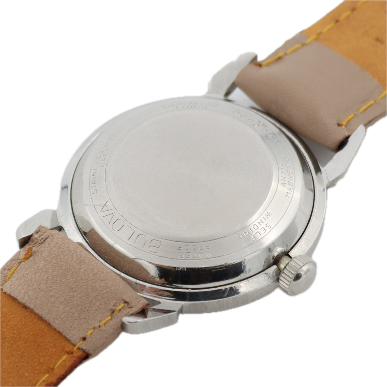 Vintage 33mm 1965 Bulova Cream Dial Men's Automatic Wristwatch Swiss Steel Runs