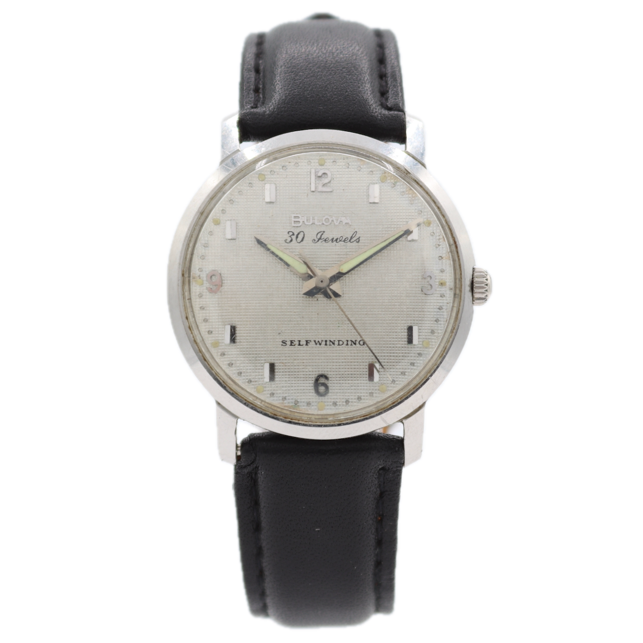 Vintage 32.5mm 1969 Bulova "30 Jewels" Men's Automatic Wristwatch Steel Linen