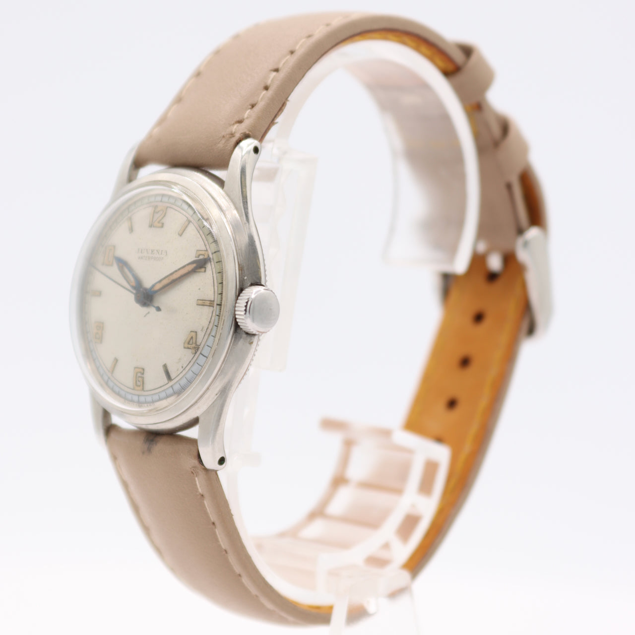 Vintage 33mm Juvenia Military Style Men's Mechanical Wristwatch Swiss Steel