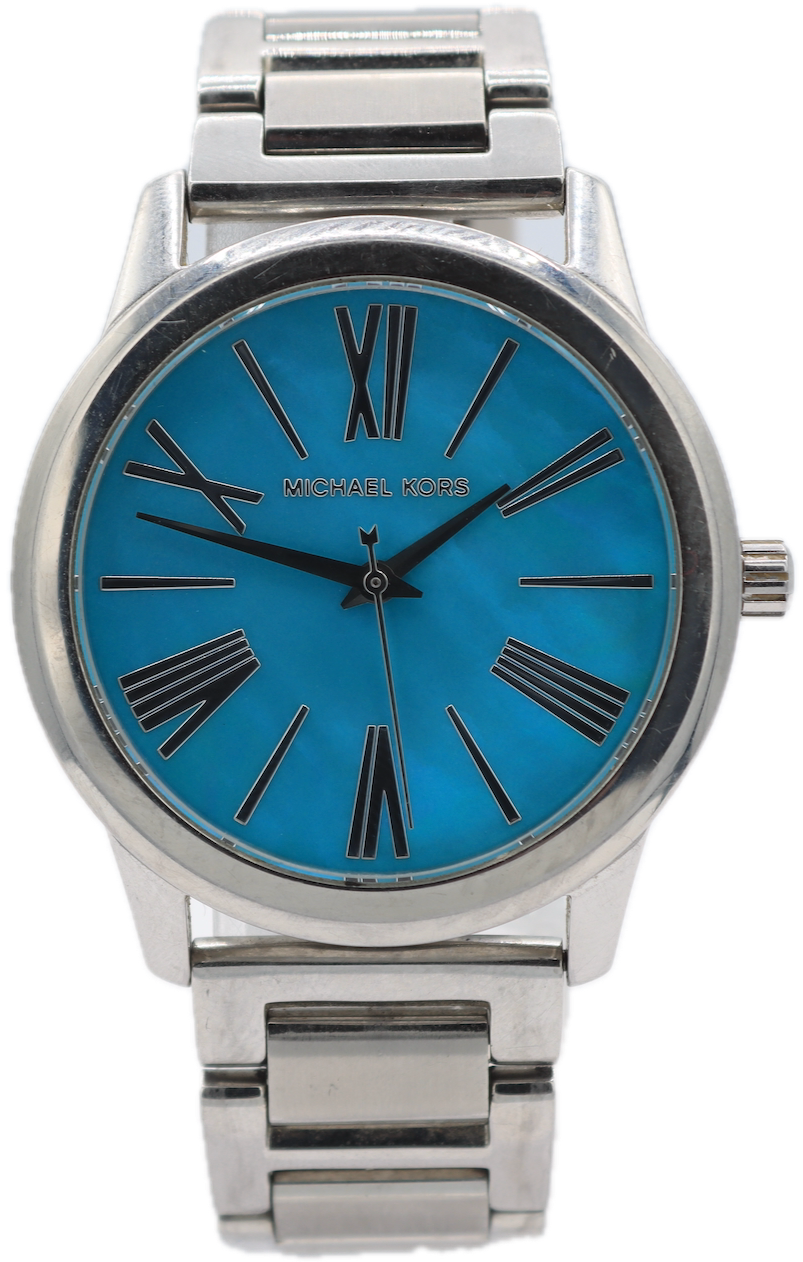 Vintage Michael Kors MK3519 Blue Mother of Pearl Ladies Quartz Wristwatch Steel