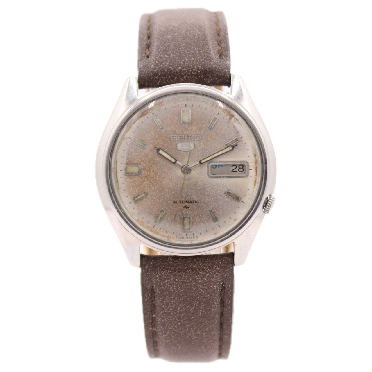 Vintage 37mm Seiko 5 Automatic 7009-4040 Men's Wristwatch Stainless Steel