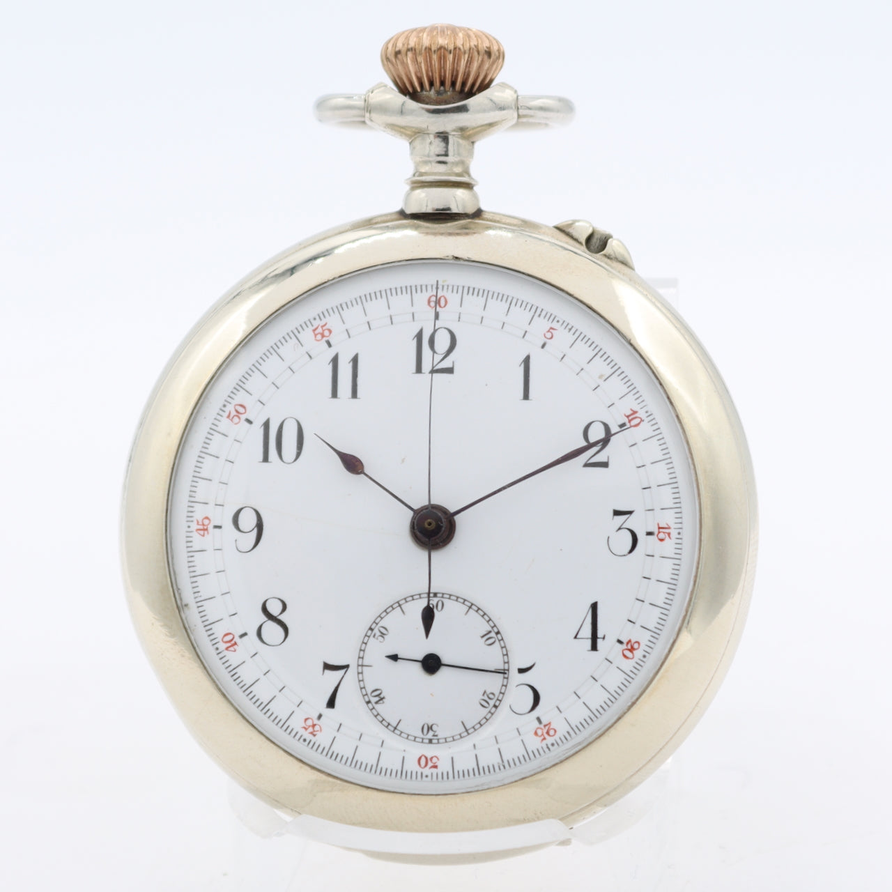 Antique 50mm Unbranded Engraving Mechanical Chronograph Pocket Watch Swiss