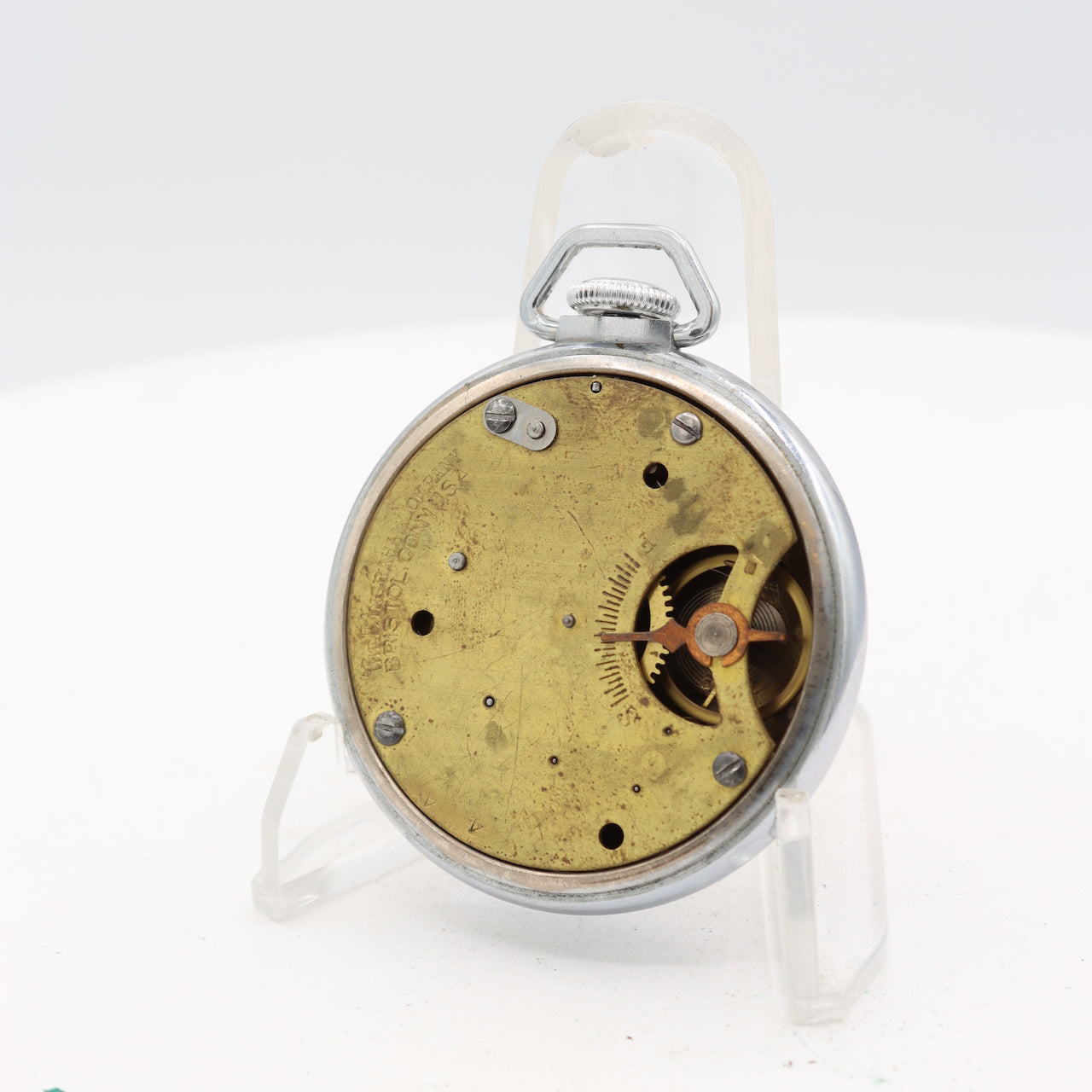 Antique 50.5mm Sentinel Secometer Open Face Pocket Watch Chrome PlatedUSA