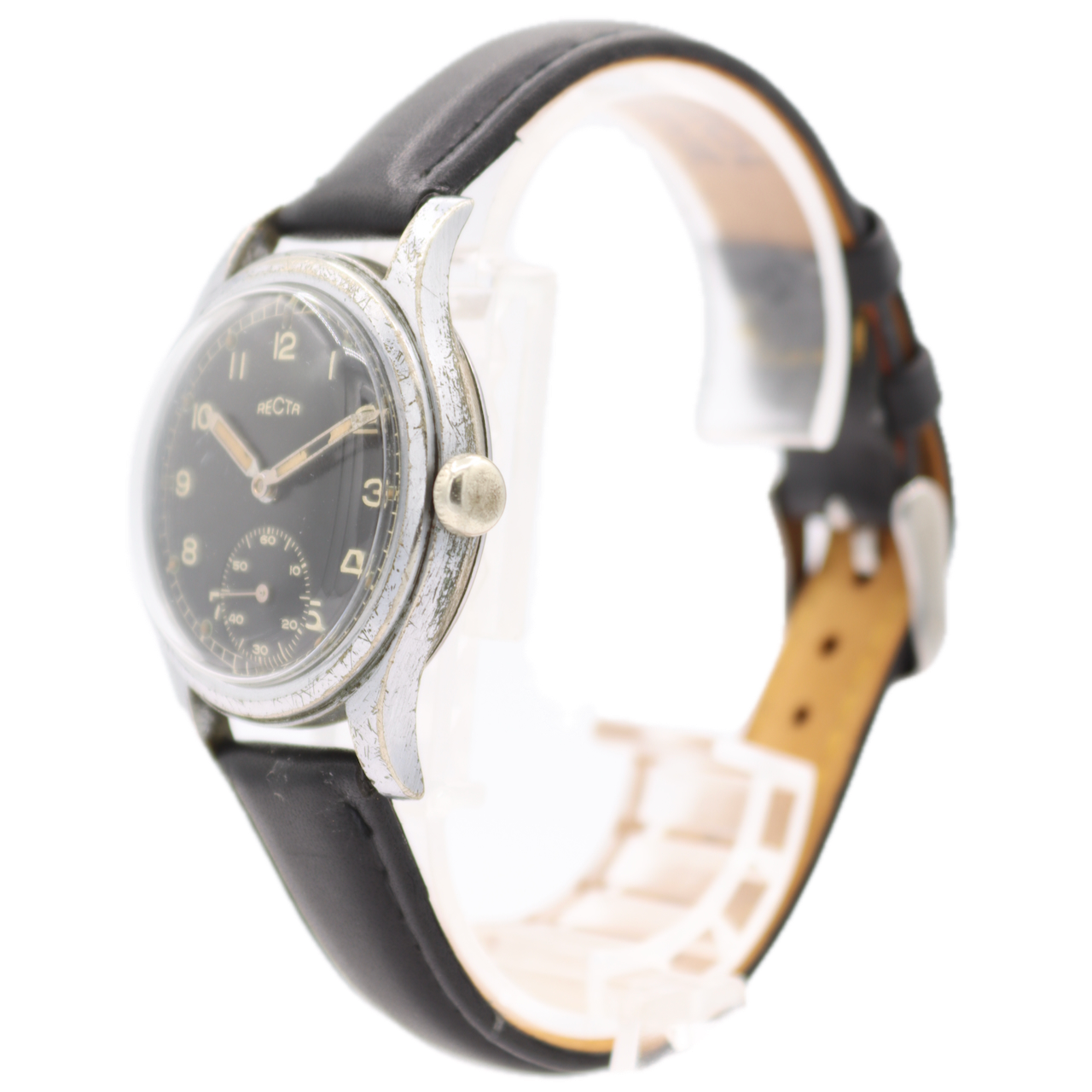 Vintage 33mm Recta WW2 German Military Style Men's Mechanical Wristwatch Chrome