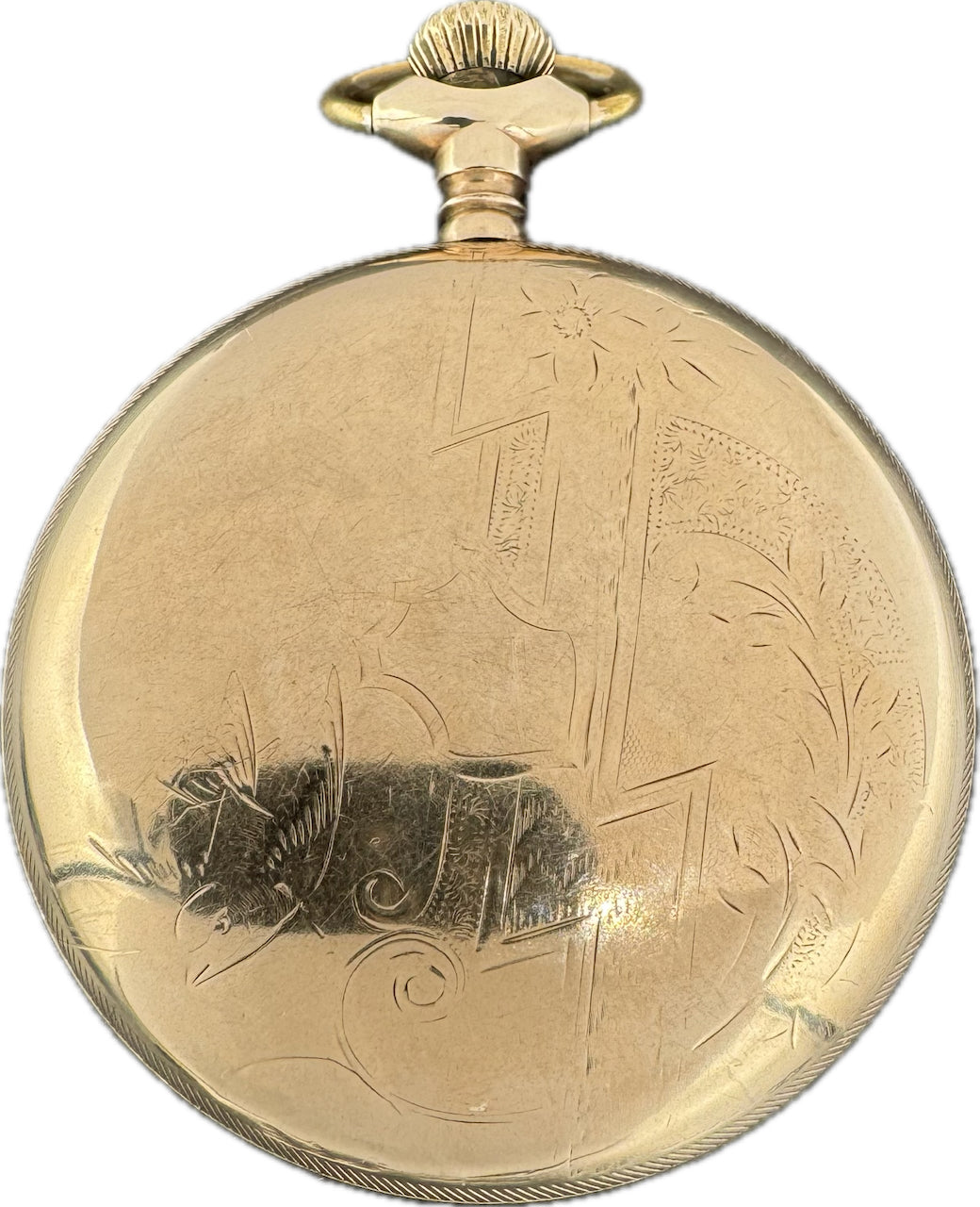 Antique 18S Illinois Krause Two Tone Checkerboard Pocket Watch 65 Gold Filled