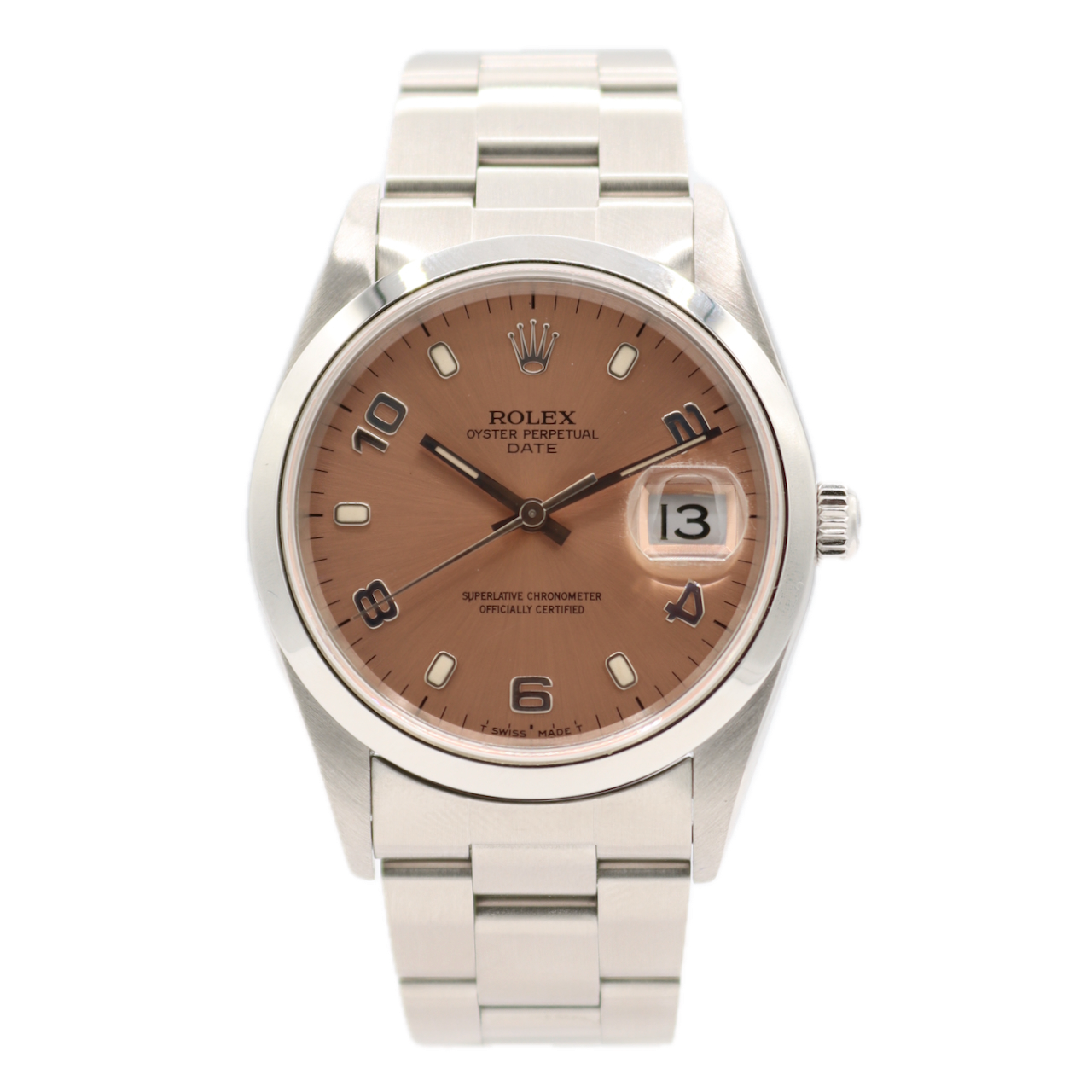 Vintage 34mm Rolex 15200 Date Salmon Explorer Dial Men's Automatic Wristwatch