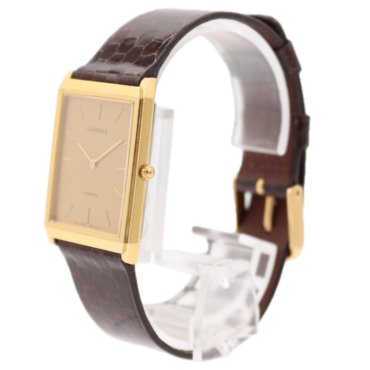 25mm Seiko 9550-5489 Lassale Men's Quartz Wristwatch Gold Tone Ultra-thin Tank