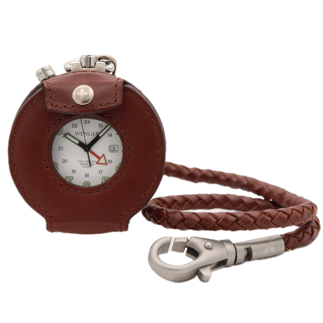 Wenger SMT Design Alarm Men's Quartz Pocket Watch Swiss W/ Leather Pouch & Box