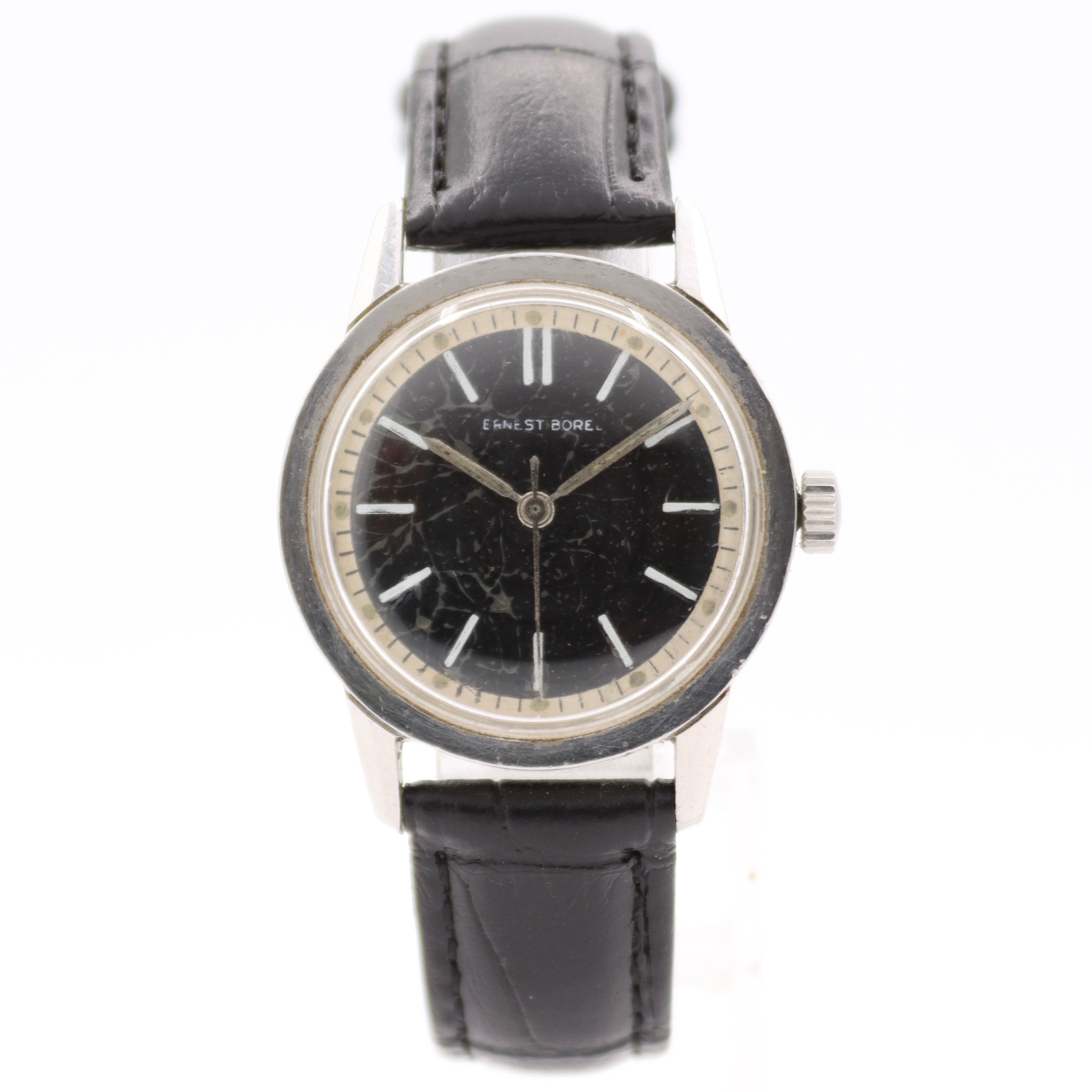 Vintage Ernest Borel Military Men's Mechanical Wristwatch Font 73 Swiss Steel