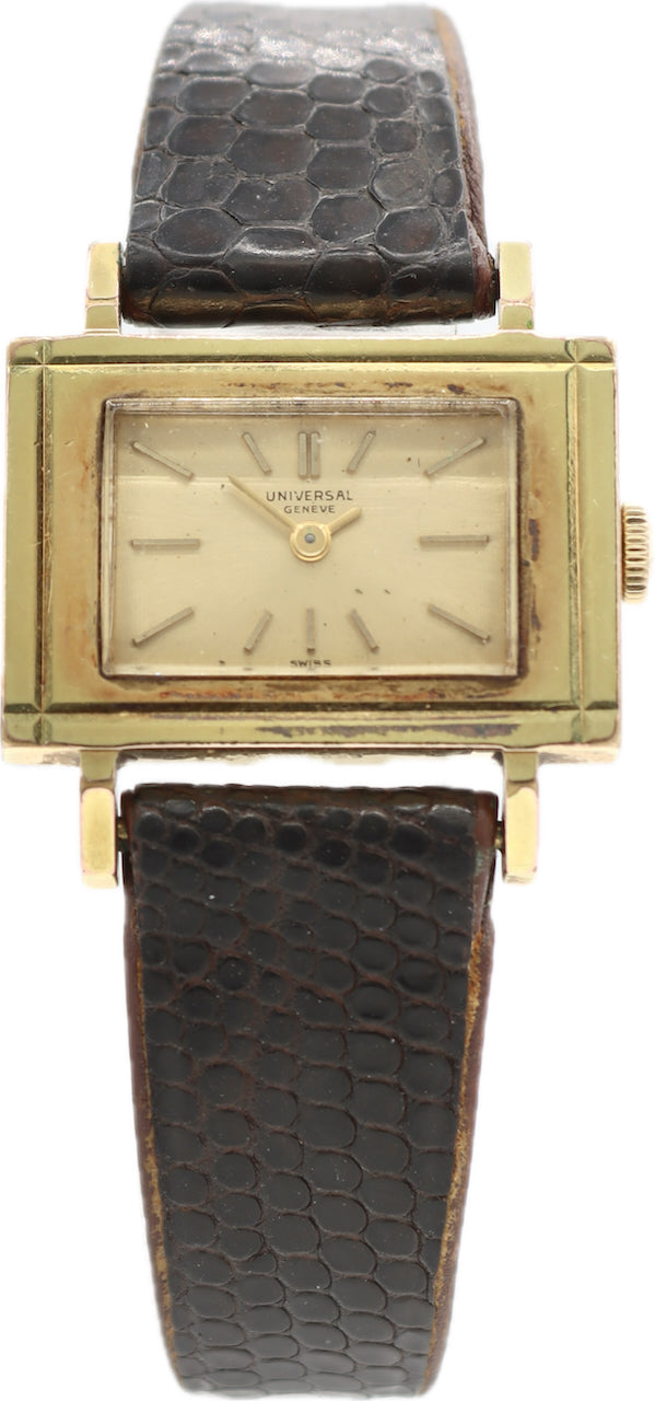 Vintage 26mm Universal Geneve 2344657 Square Ladies Wristwatch 08 Gold Plated