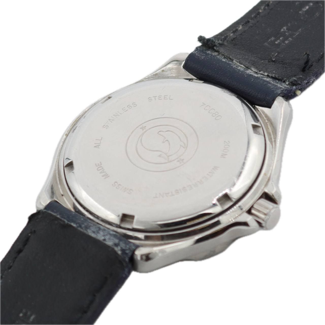 37mm Edox 70080 Delfin 200M Date Men's Quartz Wristwatch Swiss Steel Blue Dial