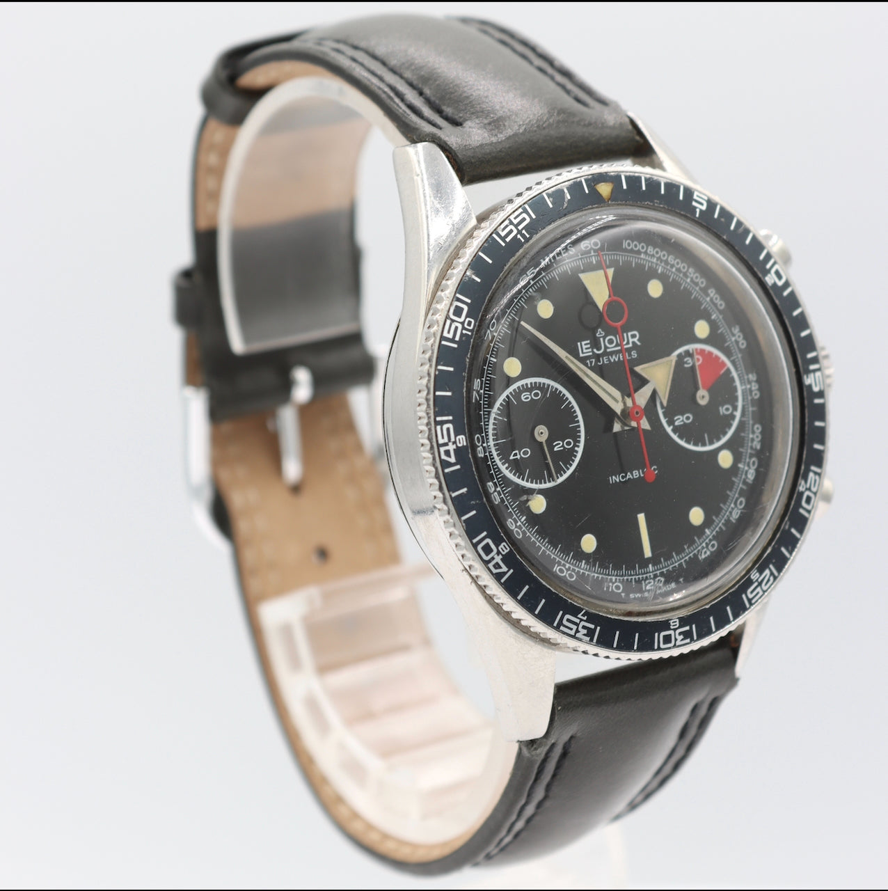 Vintage 39mm LeJour "Lollipop" Men's Mechanical Wristwatch 7733 Swiss Steel