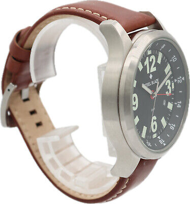 46mm Steel Blaze GMT Men's Quartz Wristwatch Steel w Internal GMT Bezel