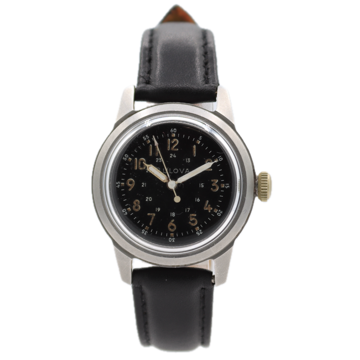 Vintage 32mm Bulova Military Hack Set Men's Mechanical Wristwatch 10BNCH Steel