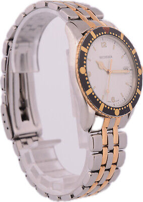 Vintage 36mm Bucherer 955.711 Men's Quartz Wristwatch Swiss Steel Two Tone