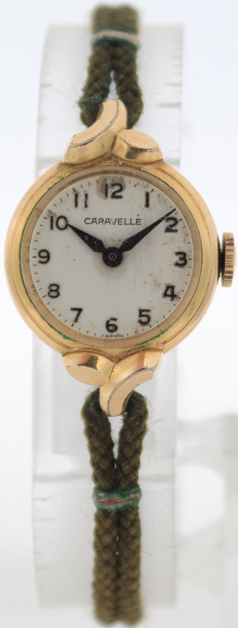 Vintage 1973 Caravelle 2603 83 Ladies Mechanical Wristwatch 2312 Japan Gold Tone