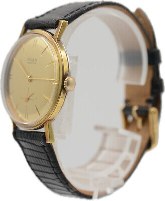 Vintage 33mm Gruen Gold Mirror Dial Men's Mechanical Wristwatch N 510R Rare