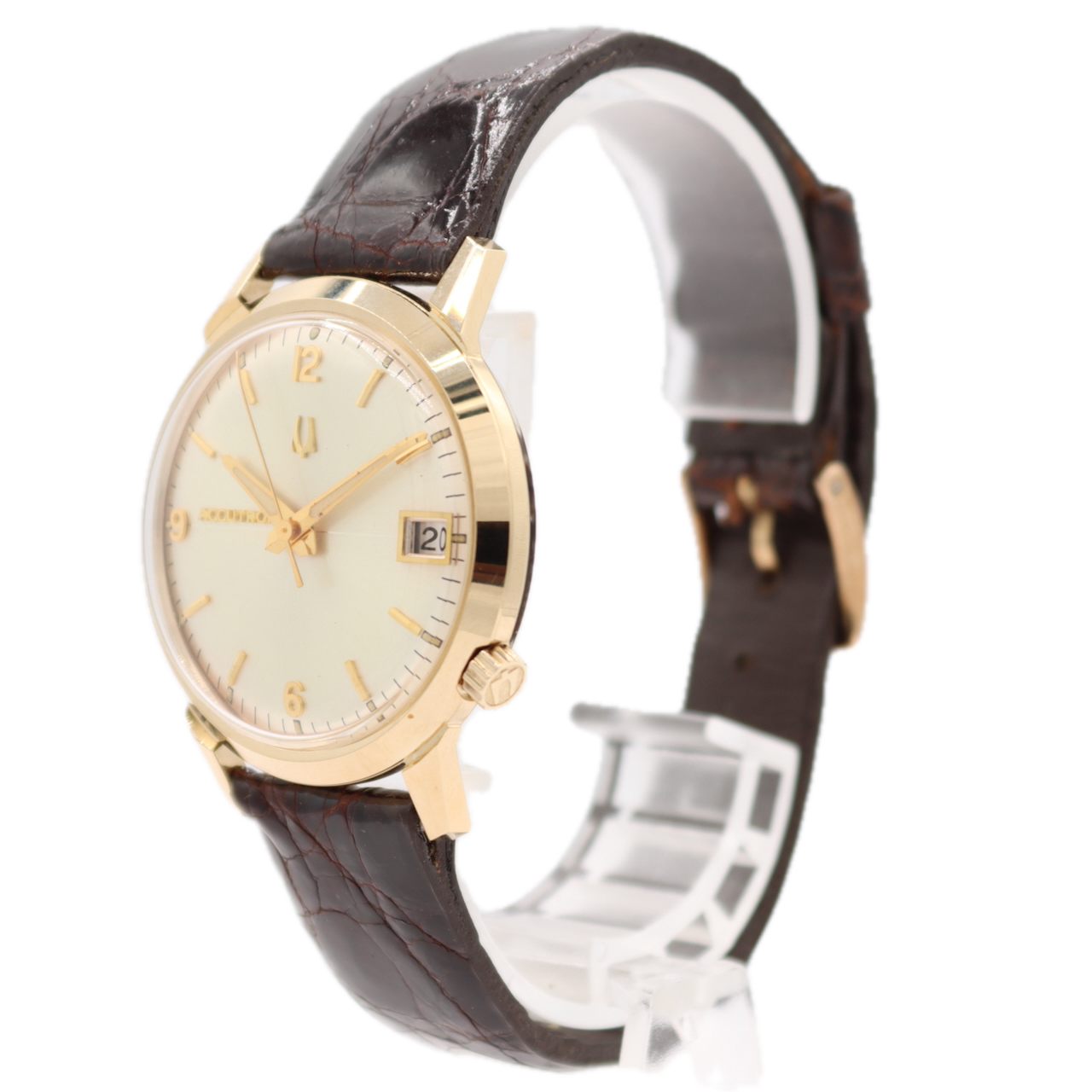 34mm 1960 Accutron Calender-O Men's Tuning Fork Wristwatch 14k GF NOS w Box