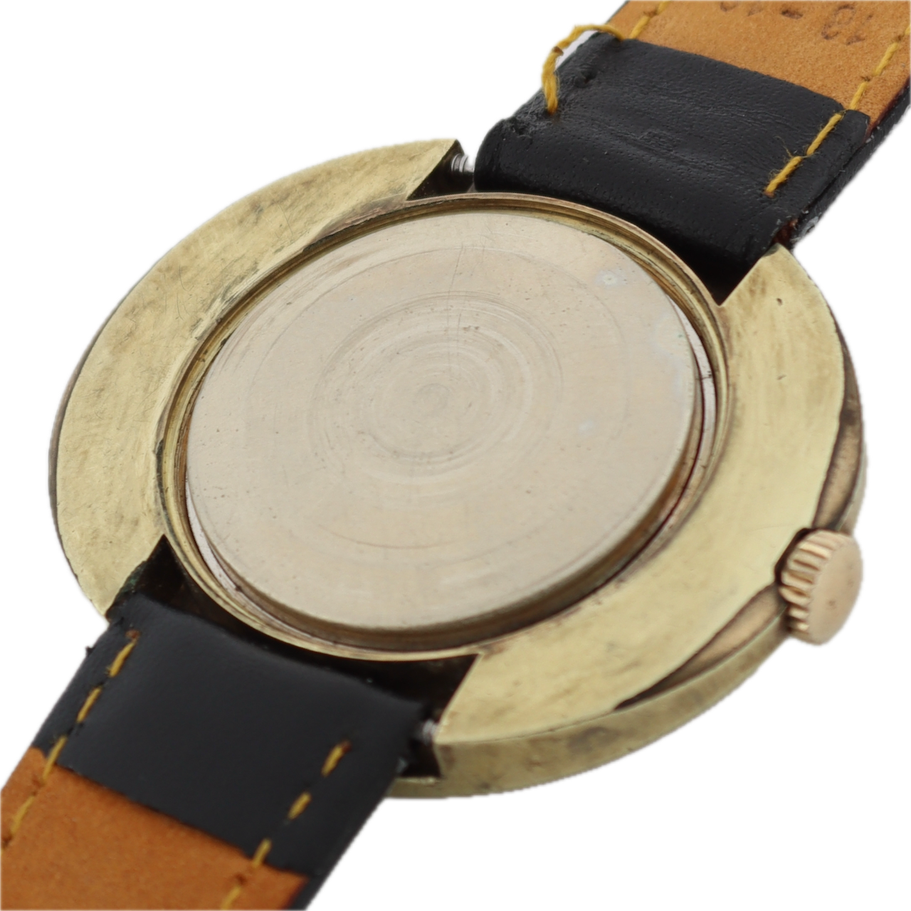 Vintage Gruen Precision UFO Men's Automatic Wristwatch Gold Tone Sunburst Date