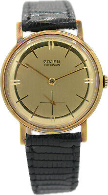 Vintage 33mm Gruen Gold Mirror Dial Men's Mechanical Wristwatch N 510R Rare