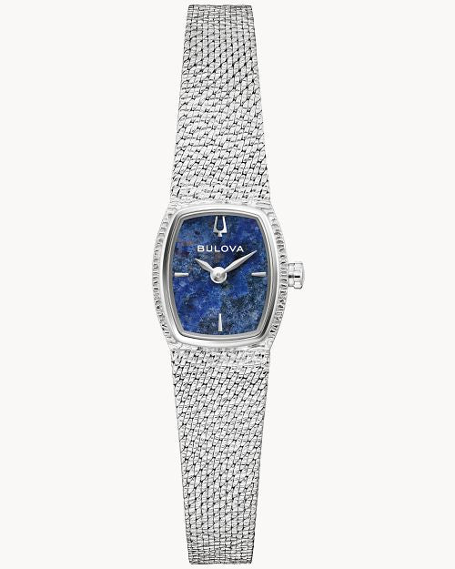 17mm Bulova 96L343 Goddess of Time Blue Ladies Quartz Wristwatch Steel Sodalite