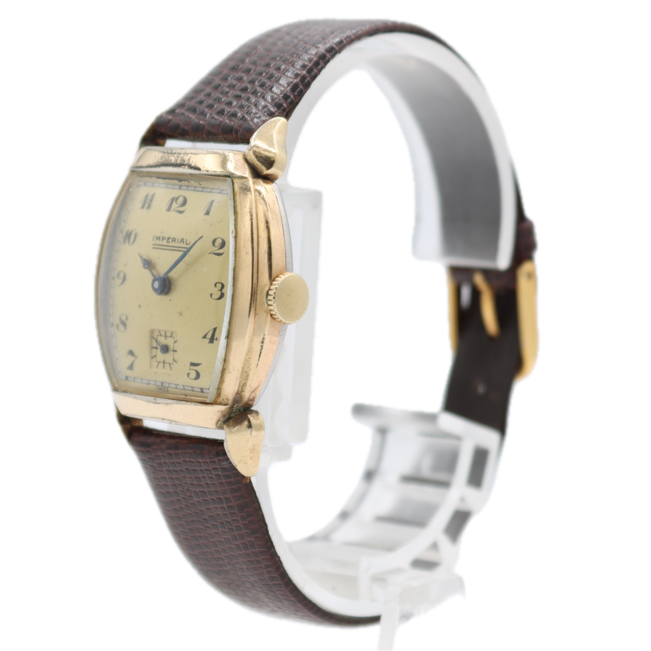 Vintage 28mm Imperial Art Deco Men's Mechanical Wristwatch 1046 Swiss 10k RGP