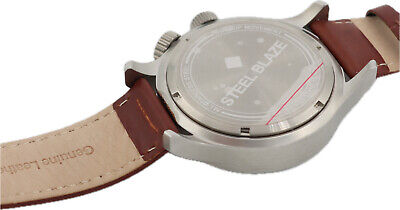 46mm Steel Blaze GMT Men's Quartz Wristwatch Steel w Internal GMT Bezel