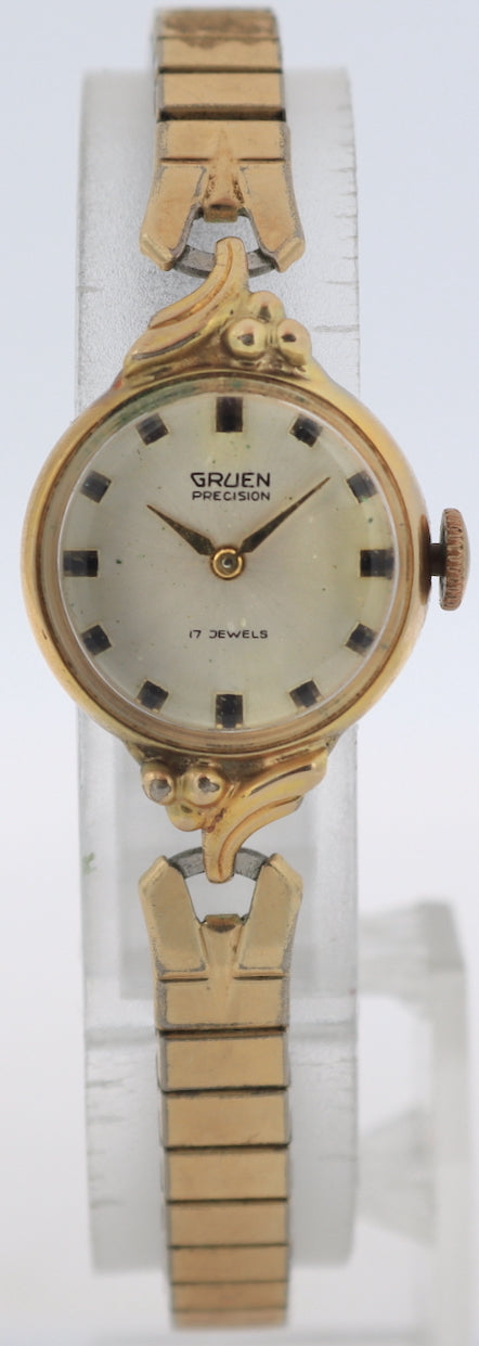 Vintage Gruen 225-412A Precision Ladies Mechanical Wristwatch N225R 10k RGP