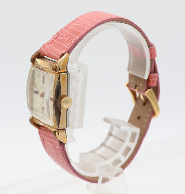 Vintage Baylor Tank Style Jeweled Dial 17 Jewel Unisex Wristwatch Swiss 10k RGP