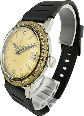 Vintage Zodiac 722-916 Sea Wolf 17J Men's Automatic Wristwatch Swiss Divers Runs