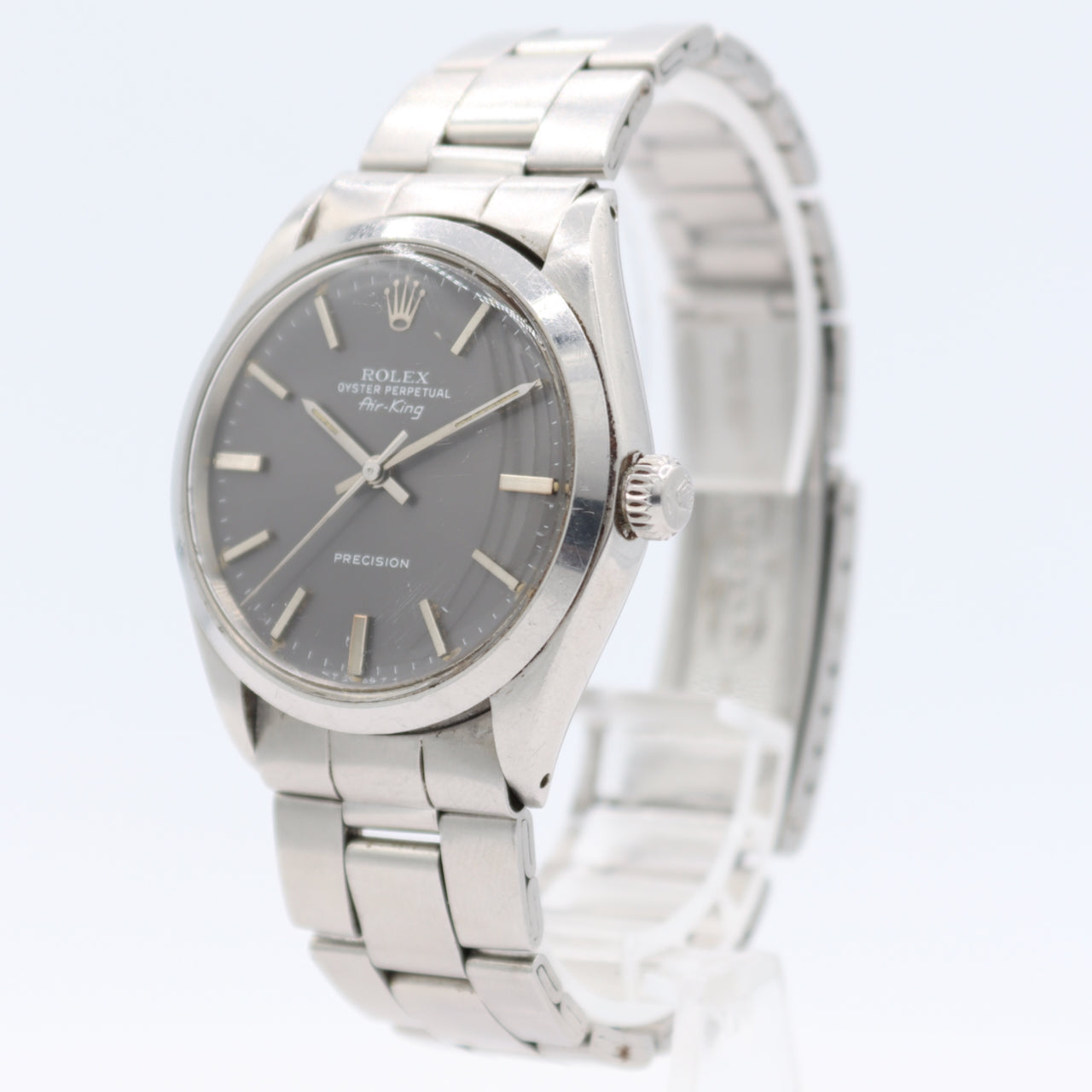 Vintage 1975 Rolex 5500 Air King Men's Automatic Wristwatch Swiss Steel Grey