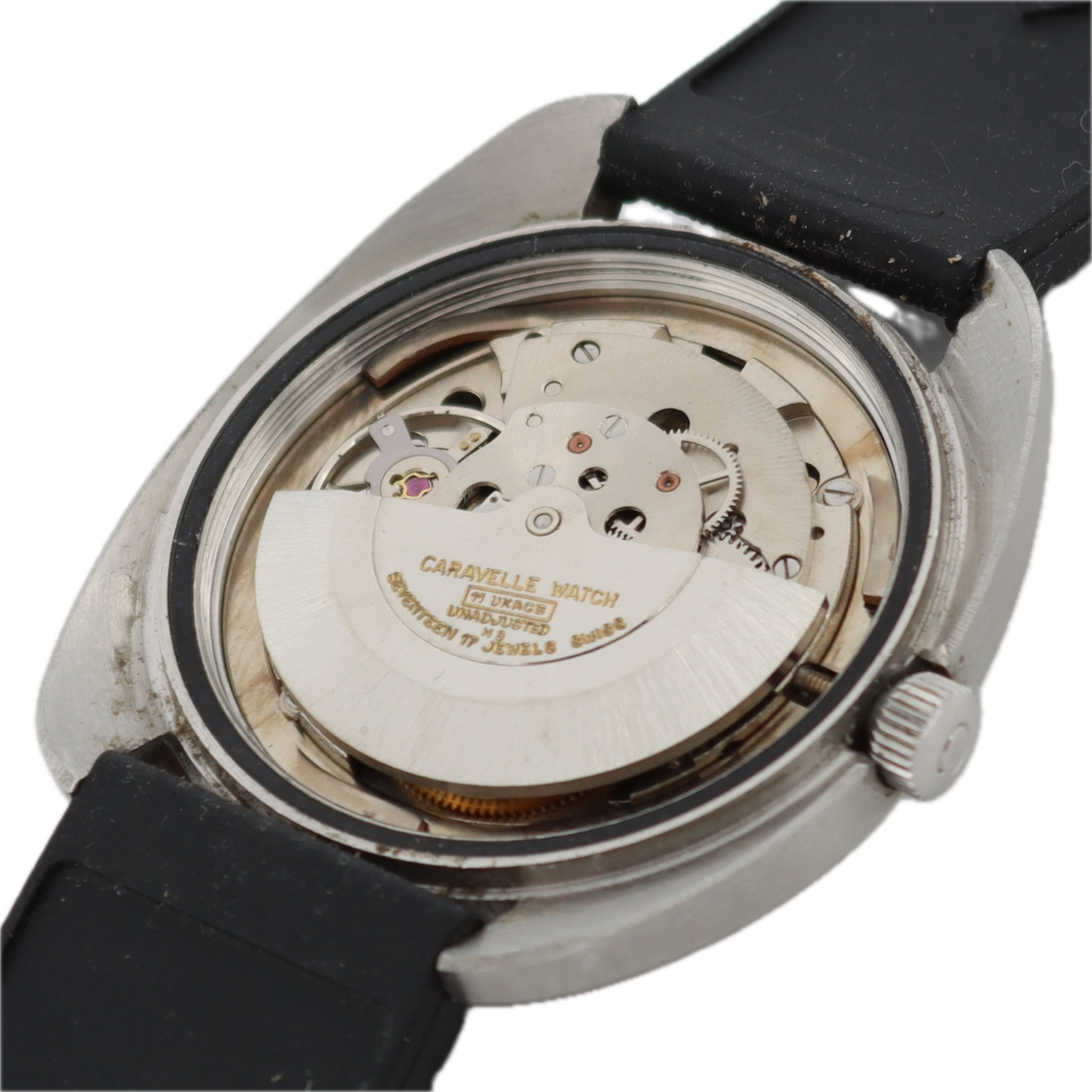 Vintage 1970 Caravelle Cream Dial Men's Automatic Wristwatch Steel Day Date