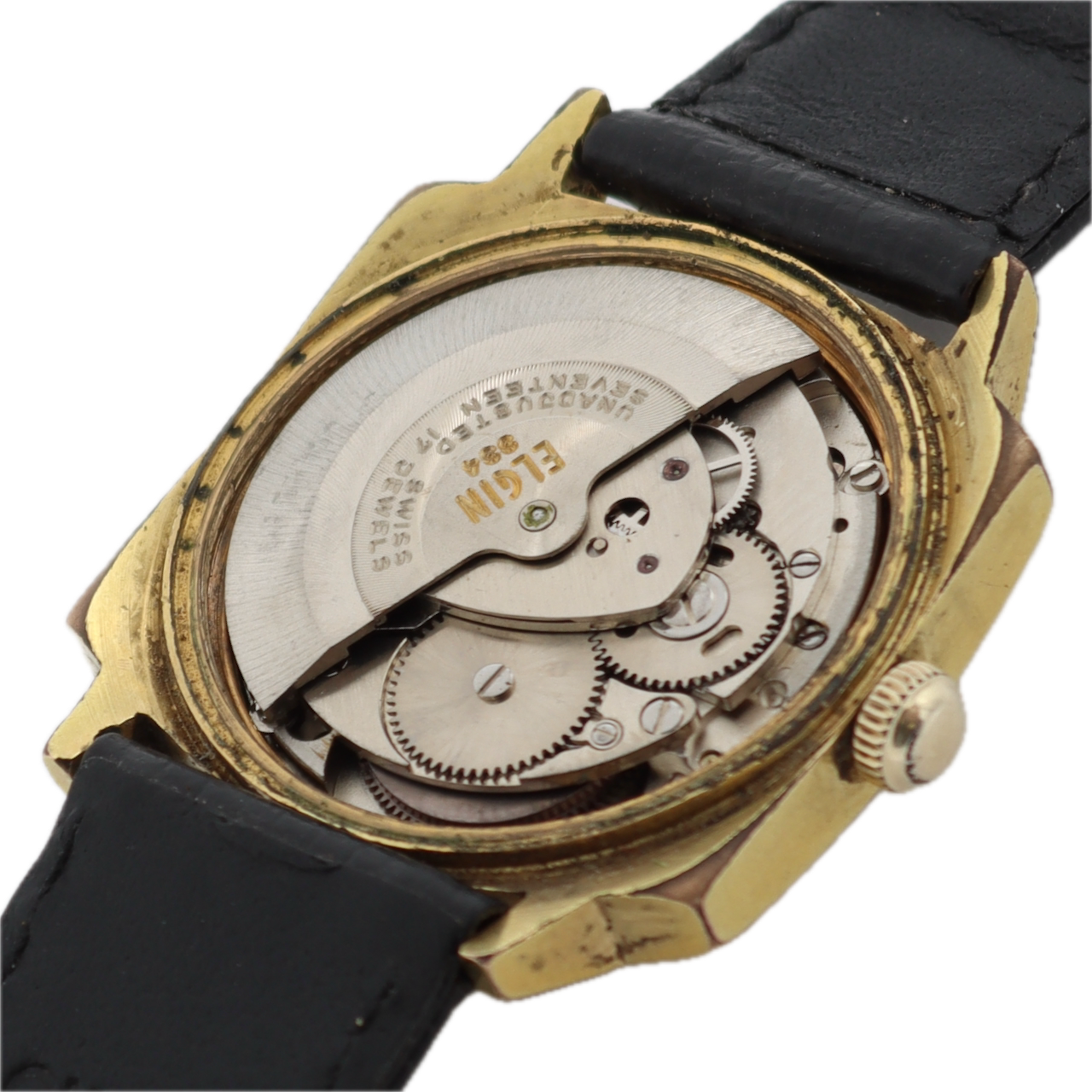 Vintage Elgin Golden TV Men's Automatic Wristwatch A.Schild 1916 Gold Tone Date