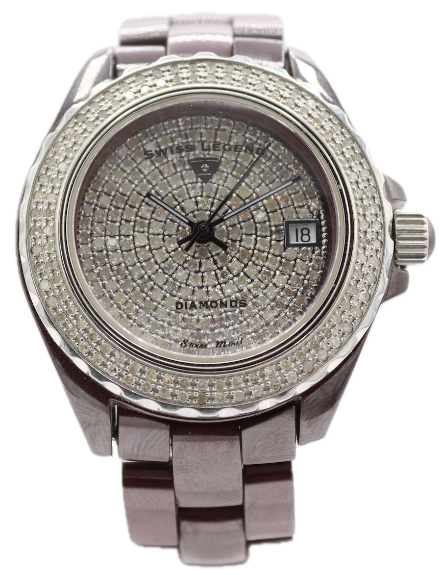 Swiss Legend Karamica Pave Diamond Dial & Bezel