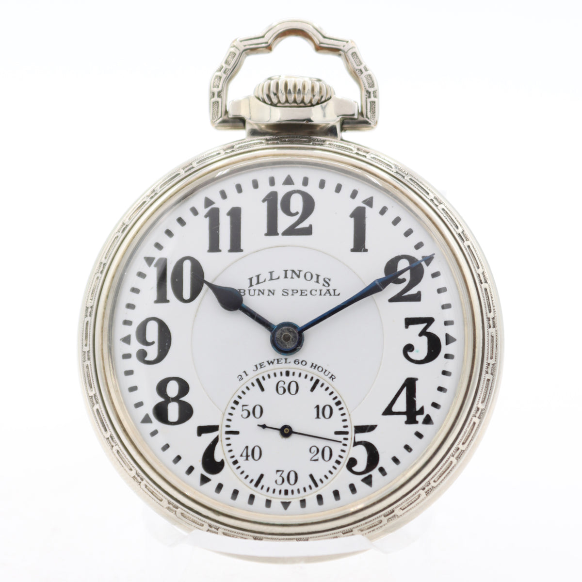 Vintage 16s 1929 Illinois 21J 161 60 HourDial Railroad Pocket Watch Bunn SpecialIllinois 14 - 161 Type I Bunn Special