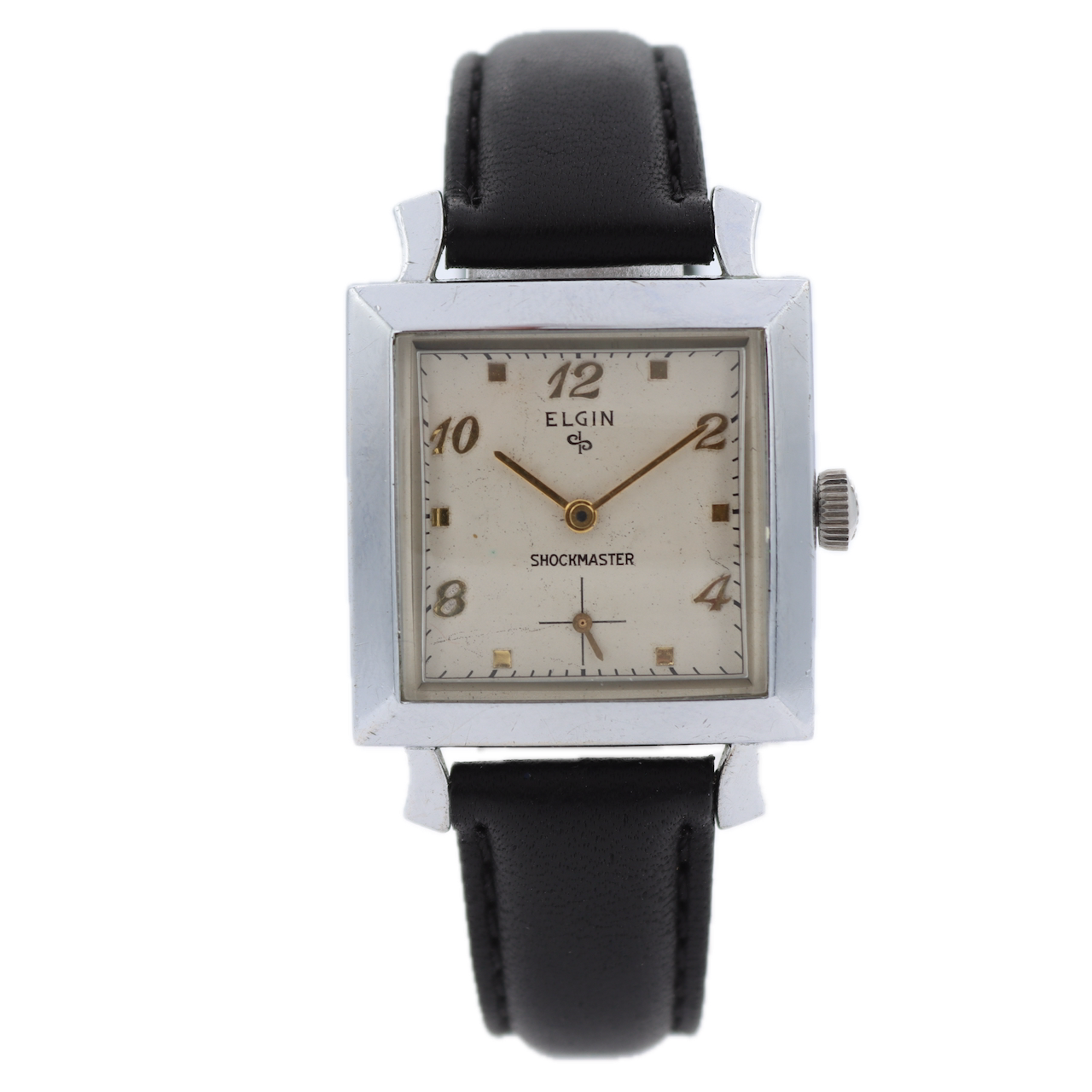 Vintage Elgin 6762 Shockmaster Men's Mechanical Wristwatch 642 USA Chrome Plated