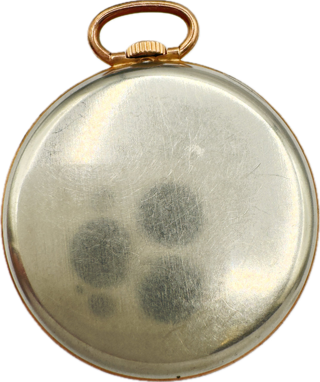 Antique 10S Gruen Two Tone w Salmon Dial Mechanical Pocket Watch Steel & 10k GF
