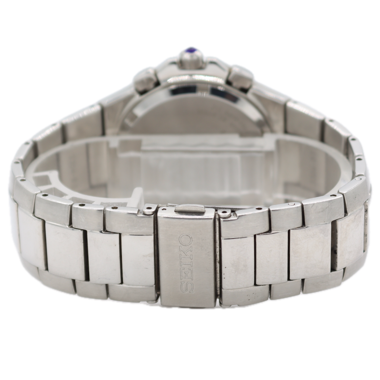 40.5mm Seiko 7T62-0DP0 Black Men's Quartz Chronograph Wristwatch Japan Steel