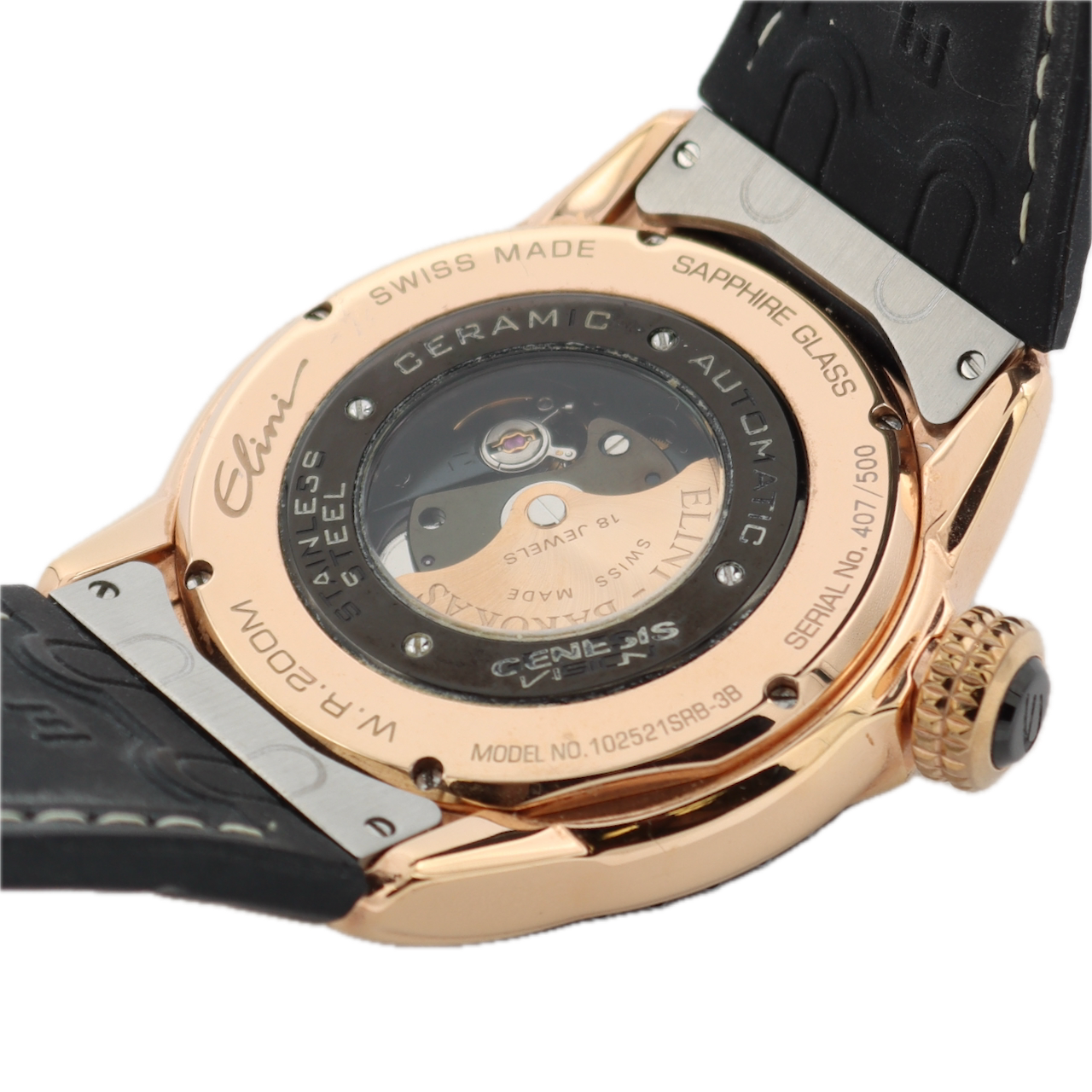 46mm Elini Barokas Genesis Vision Men's Automatic Wristwatch Gold Tone Roman