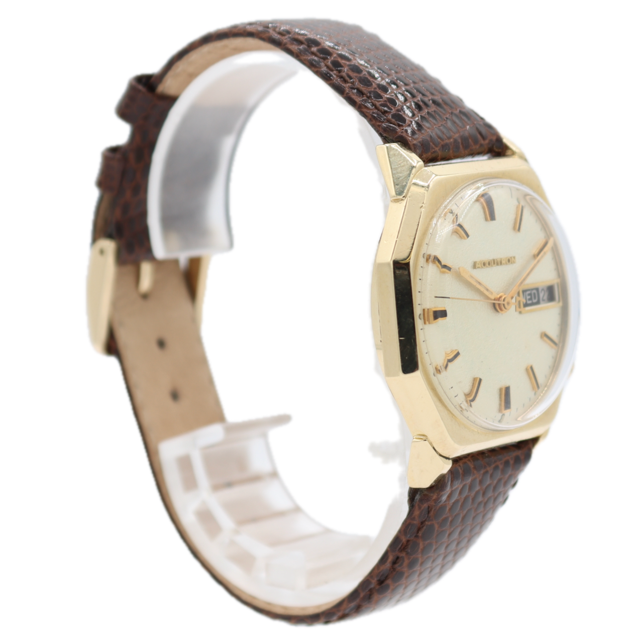 Vintage 33.5mm 1970 Accutron Octagon Men's Tuning Fork Wristwatch USA 14k GF