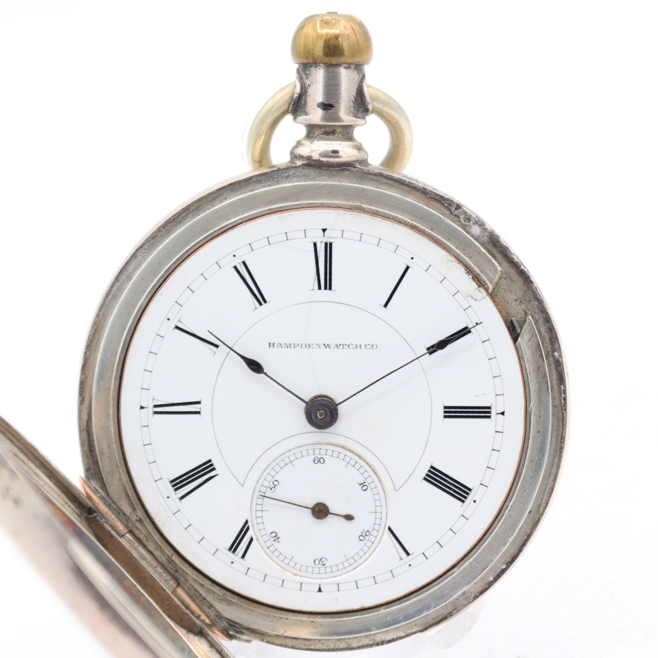 Antique 18s 1885 Hampden 11 Jewel Mechanical Pocket Watch 57 Coin Silver USA