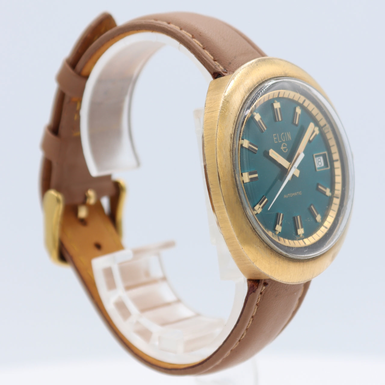 Vintage39.5mm Elgin Blue Dial Men's Automatic Wristwatch351/A. Schild 1983 Swiss