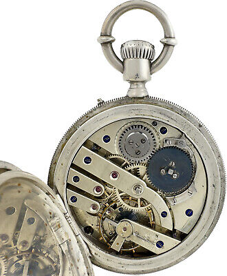 Antique 55mm Early Longines George Agassiz Hunter Pocket Watch Coin Silver Rare