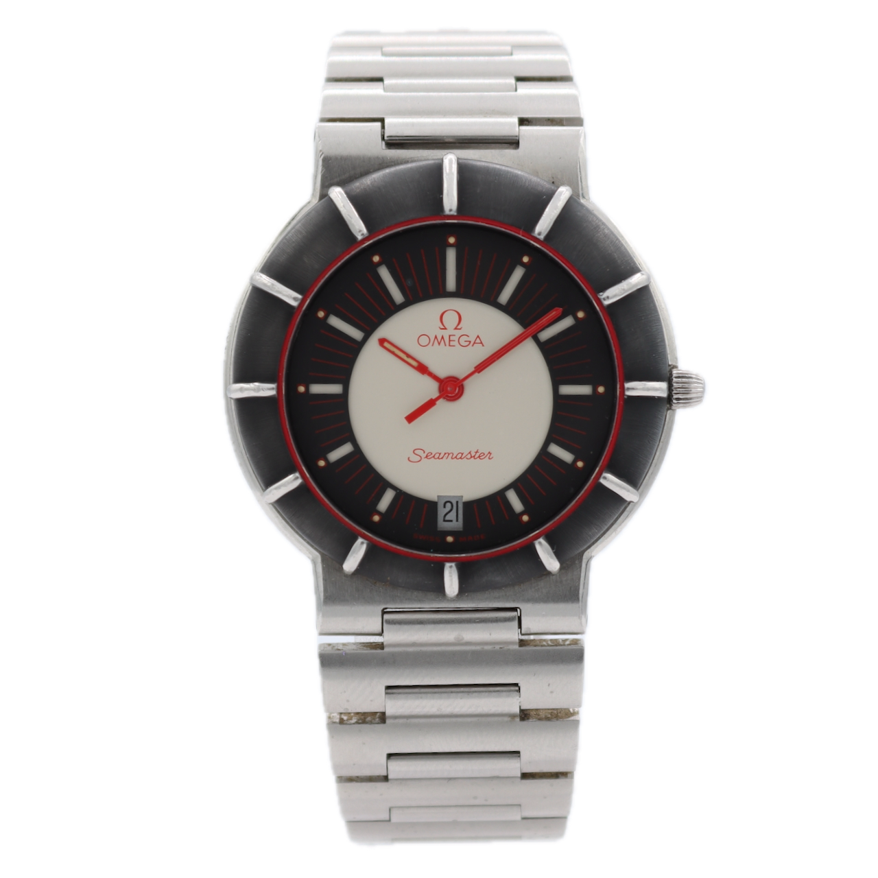 Vintage Omega Seamaster Dynamic Men's Quartz Wristwatch 1430 Swiss Steel Spider